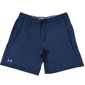 Under Armour HeatGear Mens XL Loose Navy Athletic Shorts Gym Training